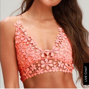 MISS DAZIE CORAL PINK CROCHET LACE BRALETTE